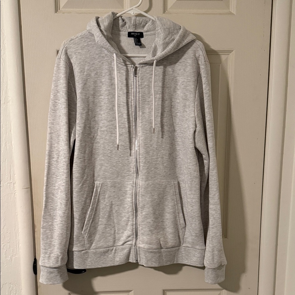 Forever 21 Light Gray Zip-Up Sweater